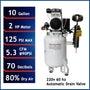 California Air Tools 10020DCAD-22060 2.0 HP Ultra Quiet Oil-Free 10 Gallon Air Compressor with 80% Air Dryer & Automatic Drain, 220V