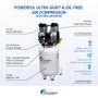 California Air Tools 10020DCAD 2.0 HP Ultra Quiet Oil-Free 10 Gallon Horizontal Air Compressor with 80% Air Dryer & Automatic Drain, 110V