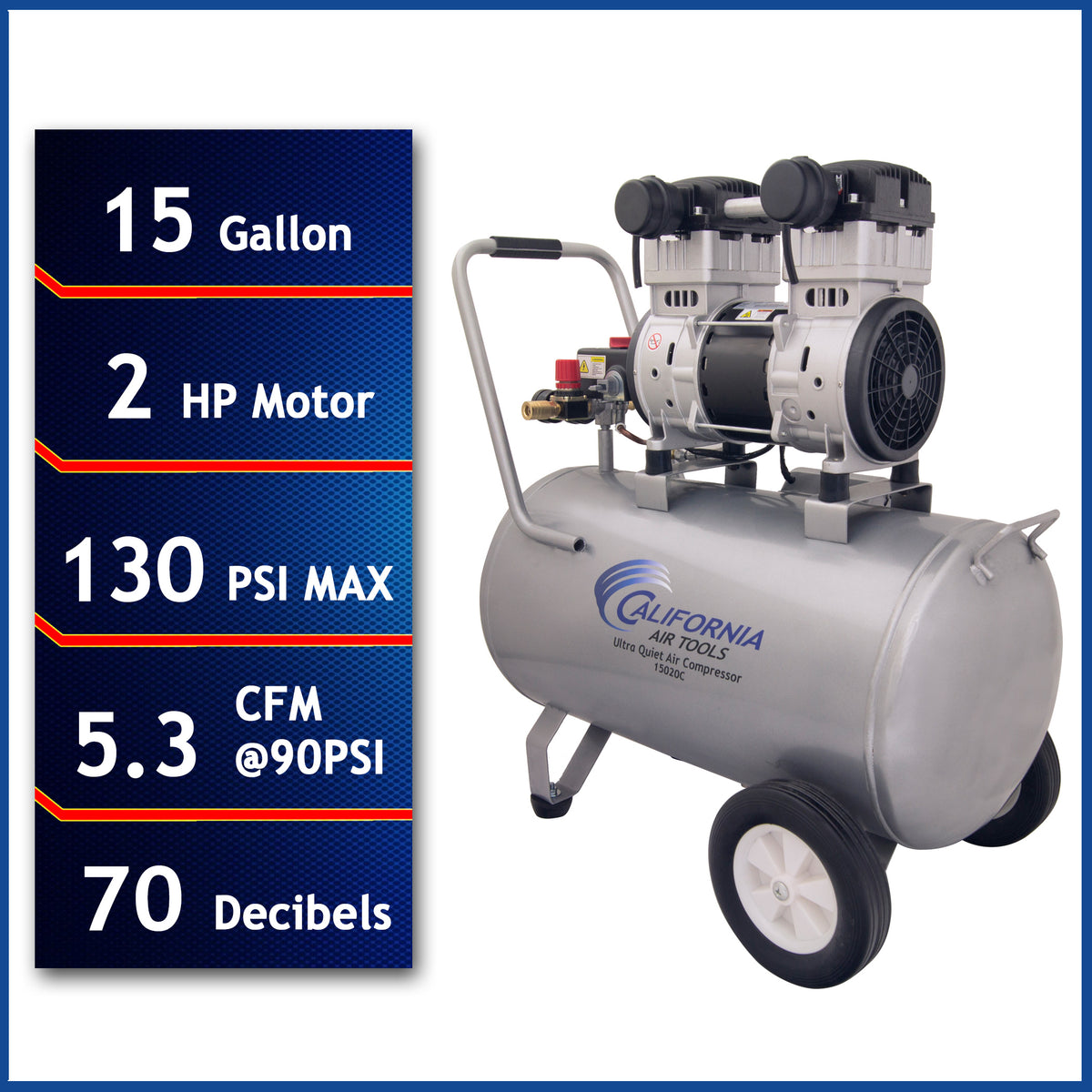California Air Tools 15020C Ultra Quiet 2.0 HP Oil-Free 15 Gallon Air Compressor