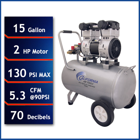California Air Tools 15020C Ultra Quiet 2.0 HP Oil-Free 15 Gallon Air Compressor