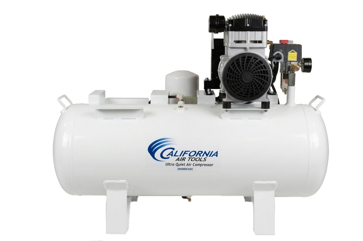 California Air Tools 20020DCADC 2.0 HP Ultra Quiet Oil-Free 20 Gallon Horizontal Air Compressor with 98% Air Dryer & Automatic Drain, 110V