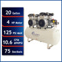 California Air Tools 20040CAD Powerful 4.0 HP Ultra Quiet & Oil-Free 20 Gallon Air Compressor with Automatic Drain Valve – 220V