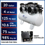 California Air Tools 20040DSMADC Powerful 4.0 HP SMART Ultra Quiet & Oil-Free 20 Gallon Air Compressor with 98% Air Dryer & Automatic Drain Valve – 220V