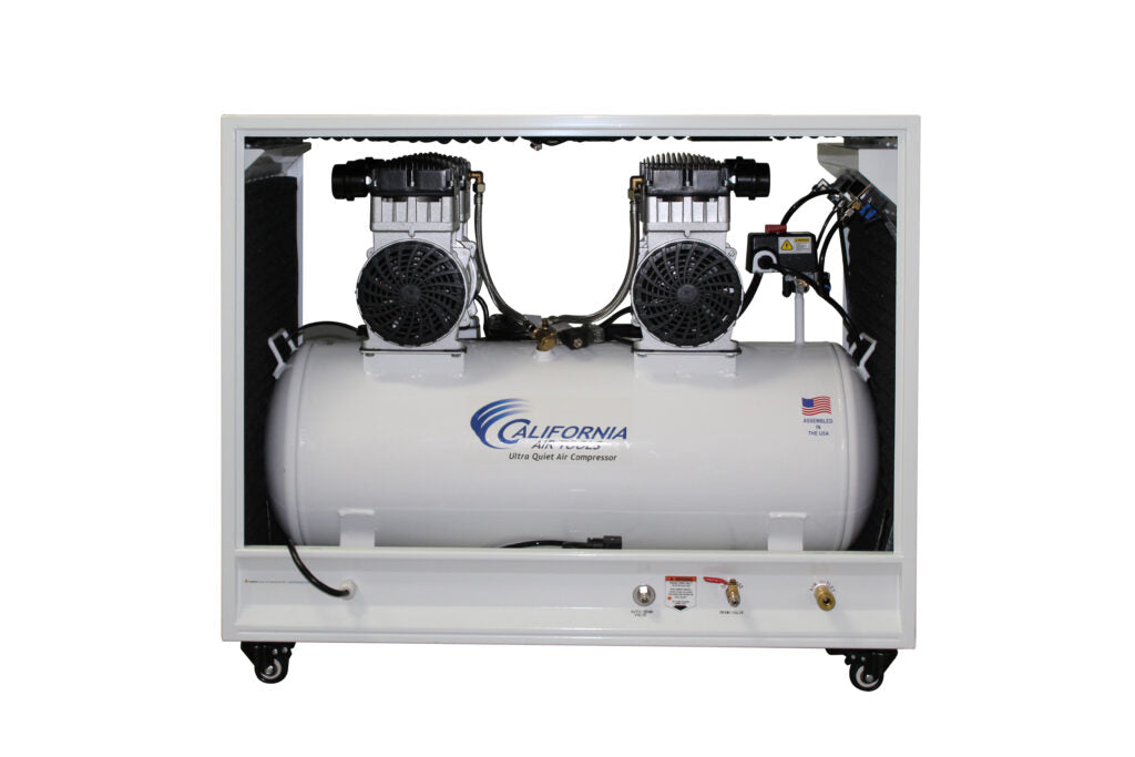 California Air Tools 20040SPCAD Ultra Quiet & Oil-Free 4.0 HP 20 Gallon Air Compressor with Automatic Drain Valve – Soundproof Cabinet, 220V