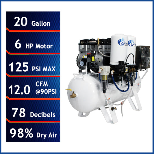 California Air Tools 20060DCC Ultra Quiet & Oil-Free 6.0 HP 20 Gallon Air Compressor with 98% Air Drying System – 220V