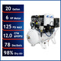California Air Tools 20060DCC Ultra Quiet & Oil-Free 6.0 HP 20 Gallon Air Compressor with 98% Air Drying System – 220V
