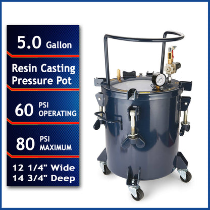 California Air Tools 365C 5 Gallon Pressure Pot for Resin Casting – 80 PSI