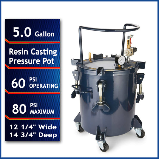 California Air Tools 365C 5 Gallon Pressure Pot for Resin Casting – 80 PSI