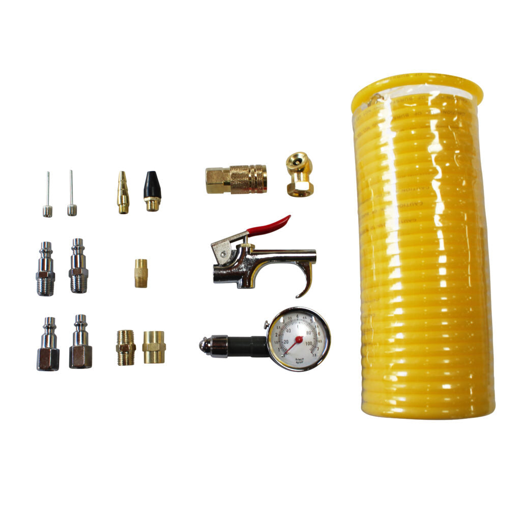 California Air Tools 376 16-Piece Air Hose & Air Tool Accessory Kit with Gauge