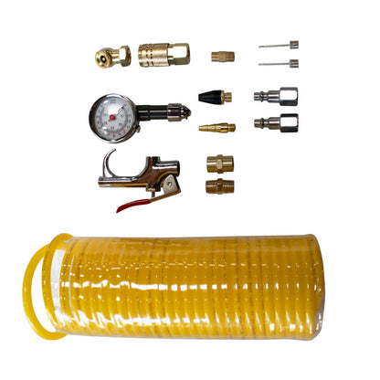 California Air Tools 376 16-Piece Air Hose & Air Tool Accessory Kit with Gauge