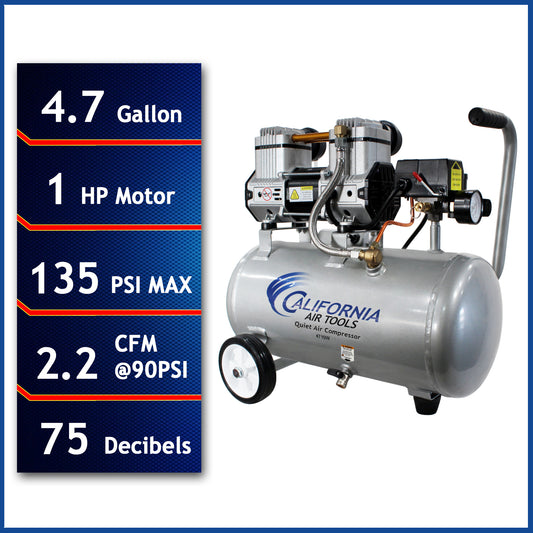 California Air Tools 4710W 4.7-Gallon 1.0 HP Quiet Air Compressor