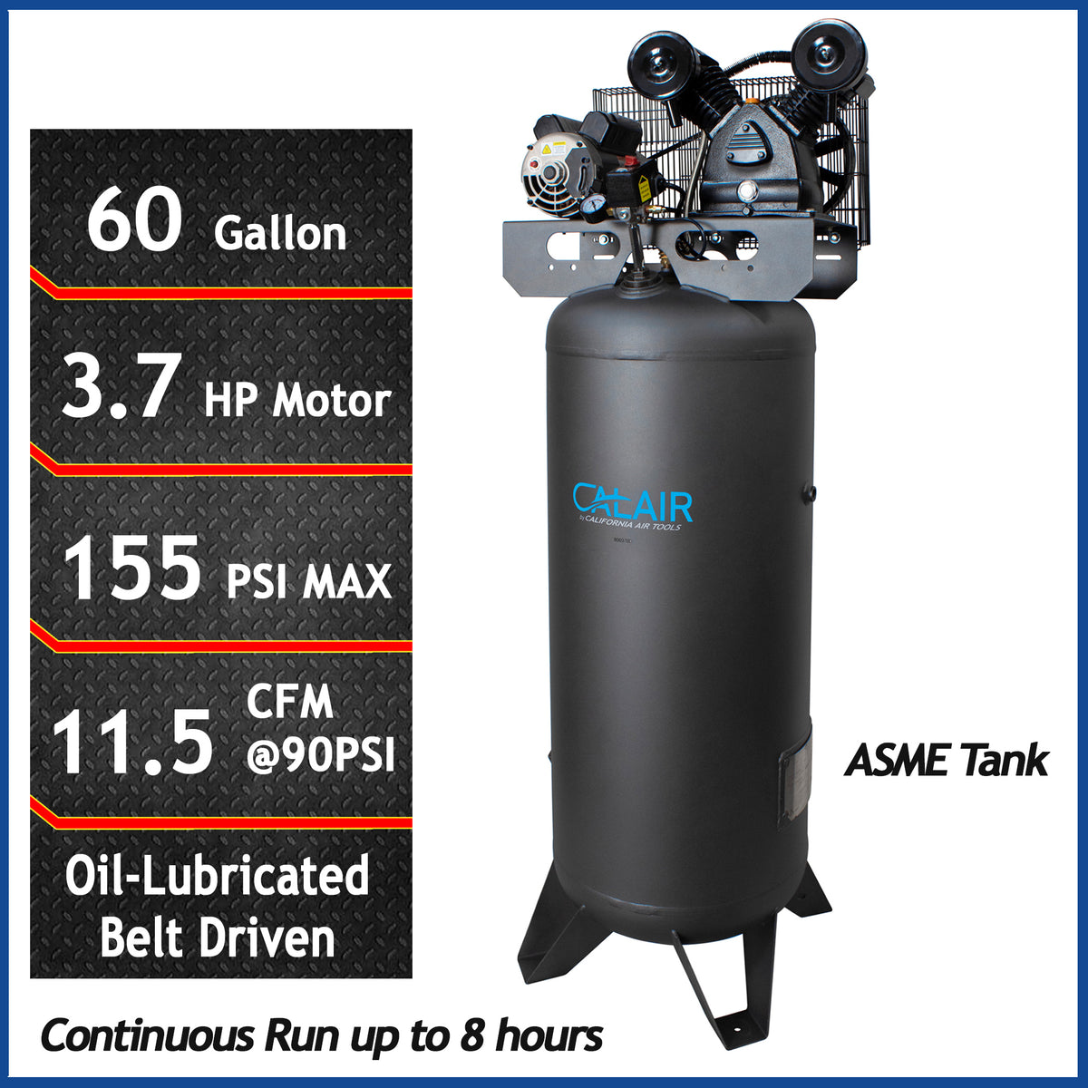 California Air Tools CALAIR 60037BD 3.7 HP 60 Gallon One-Stage Oil-Lubricated Belt-Driven Air Compressor