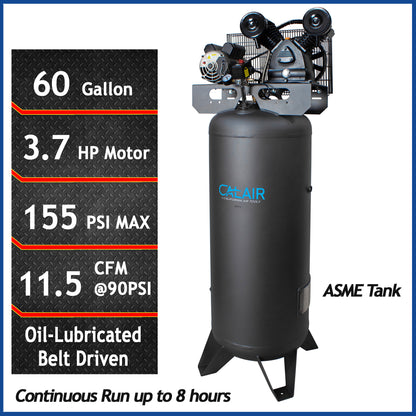 California Air Tools CALAIR 60037BD 3.7 HP 60 Gallon One-Stage Oil-Lubricated Belt-Driven Air Compressor