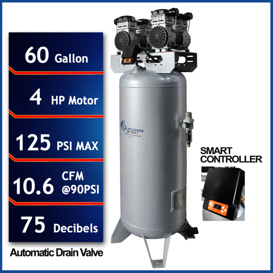 California Air Tools 60040SMAD 4.0 HP SMART Ultra Quiet Oil-Free 60 Gallon Air Compressor with Automatic Drain