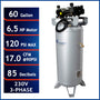 California Air Tools 60065C Ultra Quiet & Oil-Free 6.5 HP 60 Gallon ASME Air Compressor – 208/230V 3-Phase