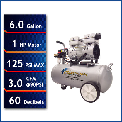 California Air Tools 4610ALFC 1.0 HP Ultra Quiet Oil-Free 4.6 Gallon Aluminum Air Compressor