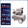California Air Tools 4610ALFC 1.0 HP Ultra Quiet Oil-Free 4.6 Gallon Aluminum Air Compressor