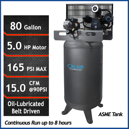 California Air Tools CALAIR 80050BD 5.0 HP 80 Gallon One-Stage Oil-Lubricated Belt-Driven Air Compressor