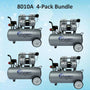 California Air Tools 8010A Ultra Quiet 1.0 HP Oil-Free 8-Gallon Aluminum Air Compressor – 4-Pack Bundle