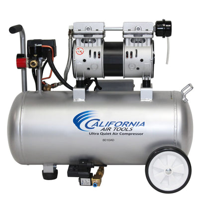 California Air Tools 8010AD Ultra Quiet Oil-Free 1.0 HP 8-Gallon Steel Air Compressor with Automatic Drain Valve