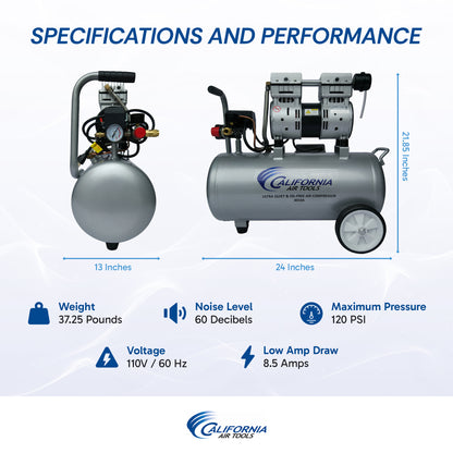 California Air Tools 8010A Ultra Quiet 1.0 HP Oil-Free 8-Gallon Aluminum Air Compressor – 4-Pack Bundle