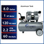 California Air Tools 8010A Ultra Quiet 1.0 HP Oil-Free 8-Gallon Aluminum Air Compressor