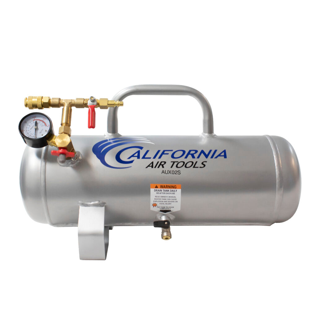 California Air Tools AUX02S 2 Gallon Steel Portable Auxiliary Air Tank – 125 PSI