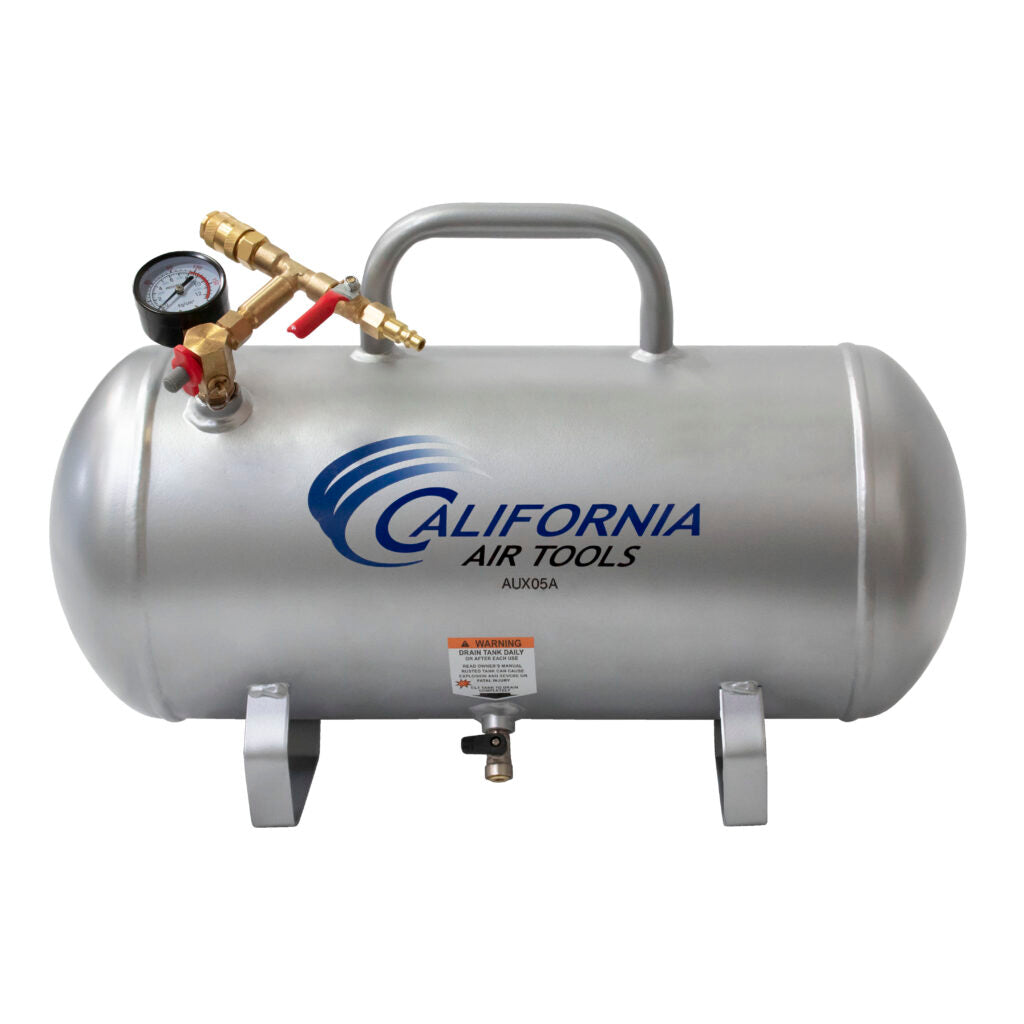 California Air Tools AUX05A 5 Gallon Aluminum Rust-Free Lightweight Auxiliary Air Tank – 125 PSI