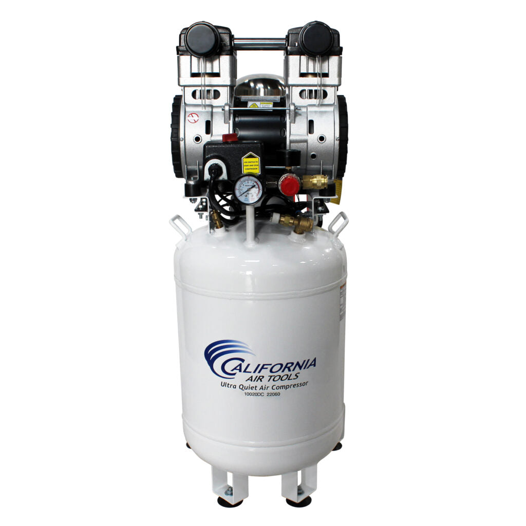 California Air Tools 10020DC-22060 Ultra Quiet 2.0 HP Oil-Free 10-Gallon Air Compressor with 80% Air Dryer – 220V 60Hz