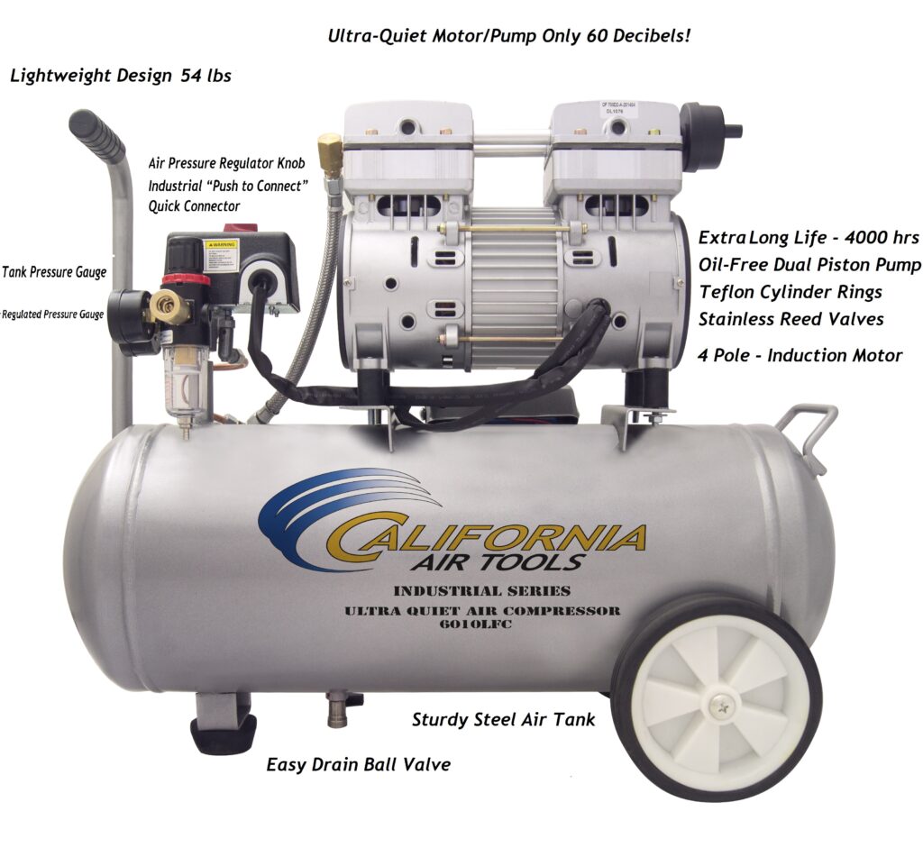 California Air Tools 4610ALFC 1.0 HP Ultra Quiet Oil-Free 4.6 Gallon Aluminum Air Compressor