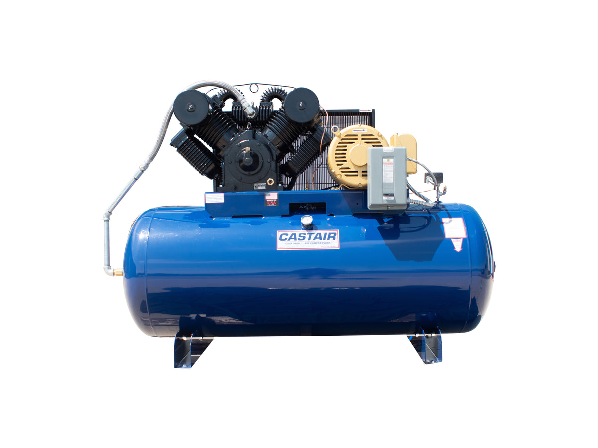 CASTAIR I30324HC4Z-S 30 HP Industrial Air Compressor, 240-Gallon Horizontal Tank, Three Phase