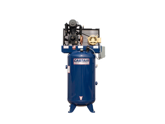 CASTAIR I538VC1-S 5 HP Industrial Air Compressor, 80-Gallon Vertical Tank, Three Phase