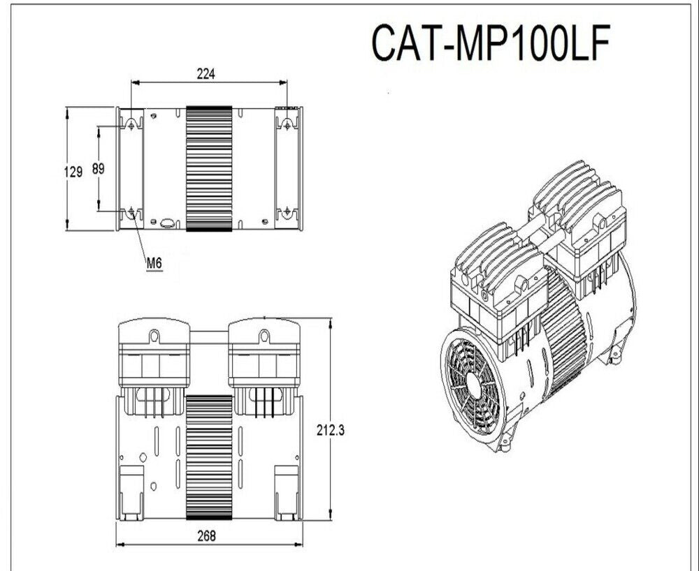 California Air Tools MP-100LF 1.0 HP Long Life Oil-Free Motor/Pump – 110V, 60Hz, 125 PSI