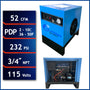 California Air Tools RD-91502 98% High-Efficiency Refrigerated Air Dryer, 52 CFM, 115V, 29-232 PSI