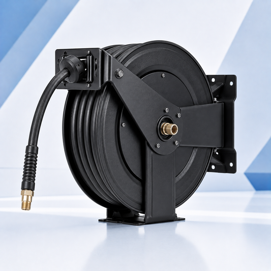 Premium Retractable Air Hose Reel – 50 ft, 3/8" Hybrid Hose