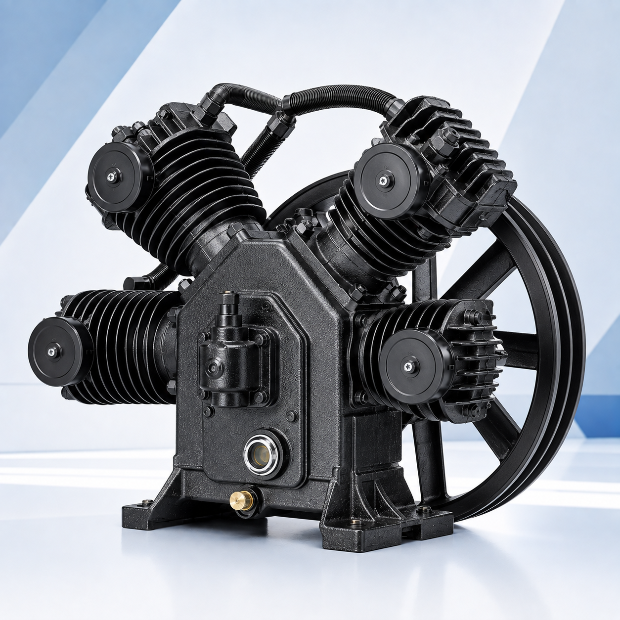 Heavy-Duty Four-Cylinder Air Compressor Pump – 15 HP, Two-Stage, Belt Drive